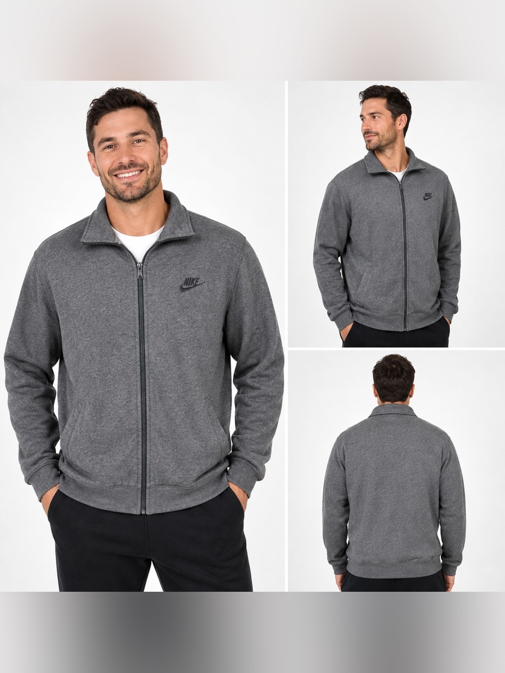 Nike Sportswear Gray Full Zip Sweatshirt Jacket Men’s Large